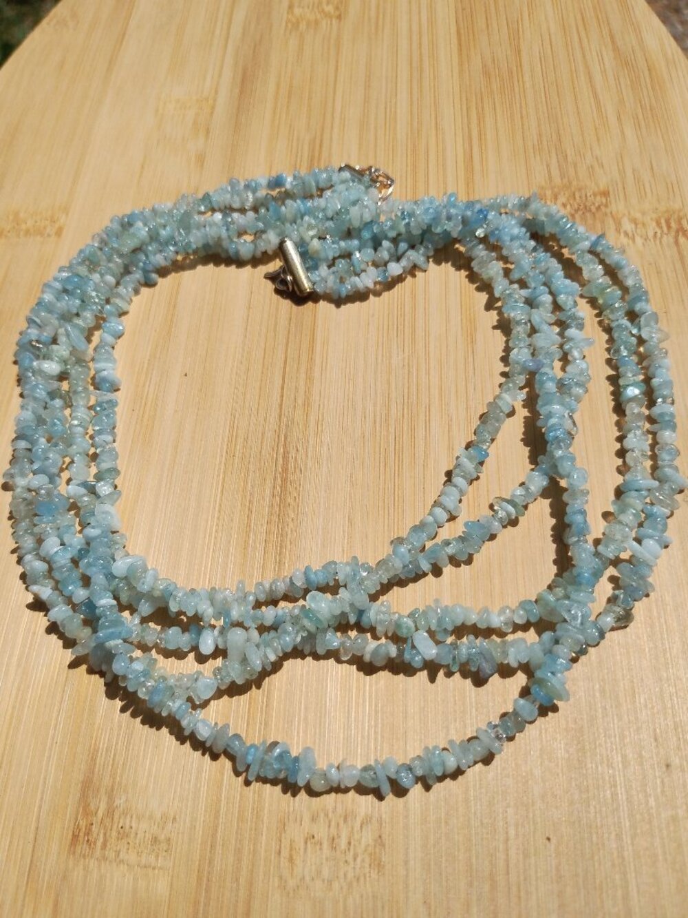Jay King DTR 5 Strand Aquamarine Chip Waterfall Necklace 925 Sterling Silver NIB